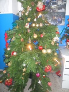 Monumental árbol de Navidad el que han montado en La Patera