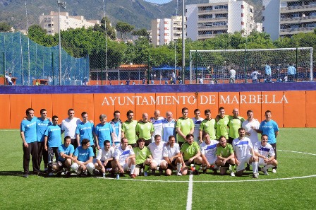 Los equipos de un reciente triangular de Fútbol 7 en el que participaron Horizonte, Fundación Fuerte y Barclays